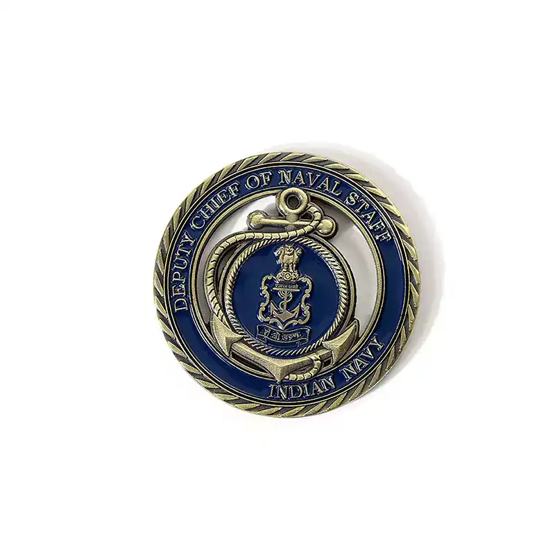 2503-2-Navy Blue Skeleton Commemorative Coin Metal