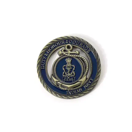 2503-4-Navy Blue Skeleton Commemorative Coin Metal