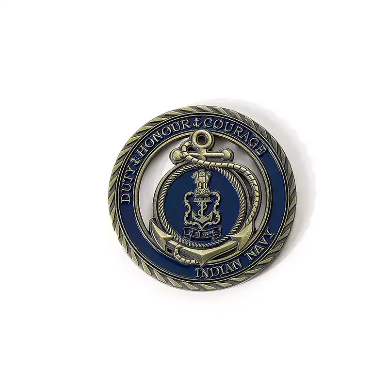 2503-4-Navy Blue Skeleton Commemorative Coin Metal