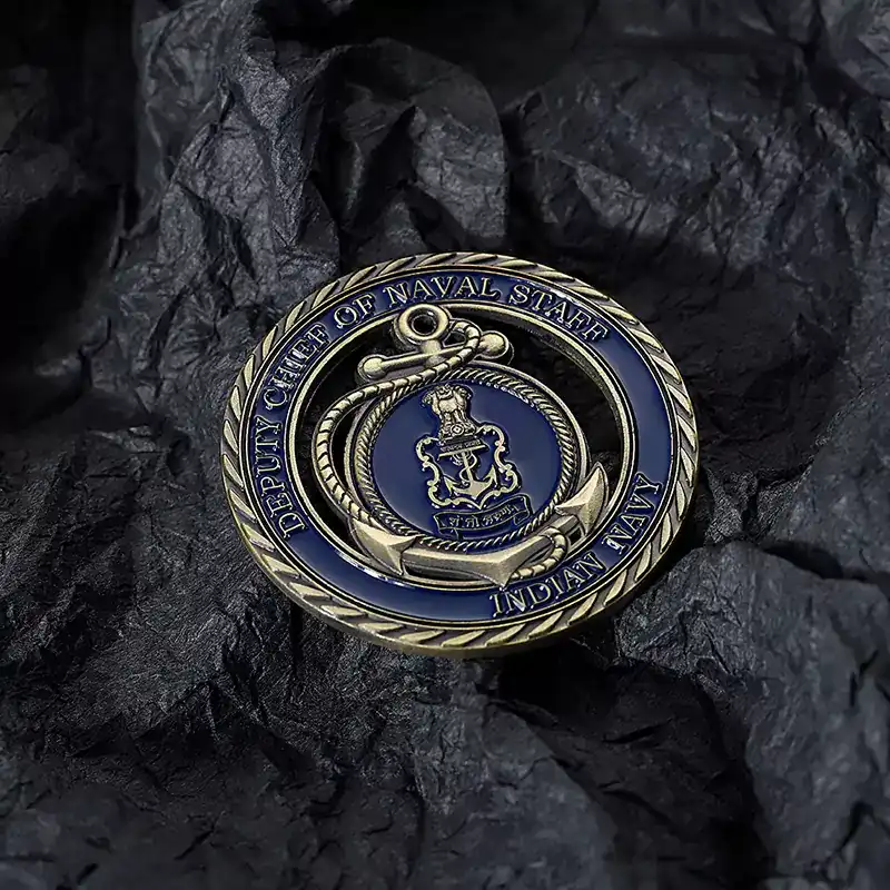 2503-5-Navy Blue Skeleton Commemorative Coin Metal