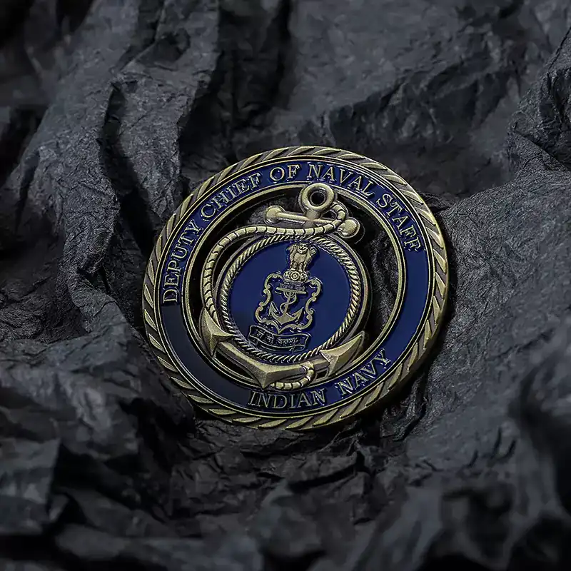 2503-6-Navy Blue Skeleton Commemorative Coin Metal