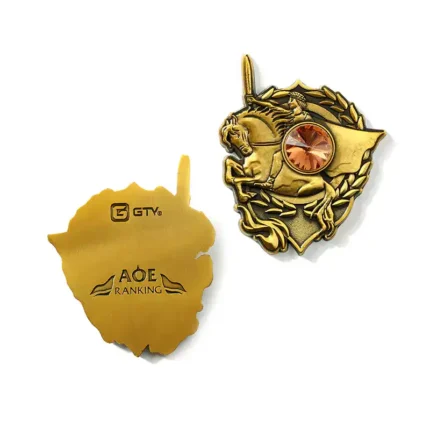 2505-3-3D Metal Cameo Unicorn Horse Antique Gold Coins