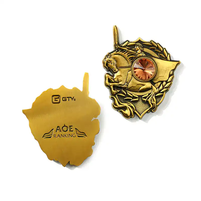 2505-3-3D Metal Cameo Unicorn Horse Antique Gold Coins