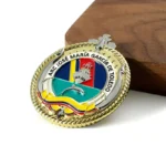 2506-2-3D Warship Logo Double Sided Enameled Metal Navy Coins