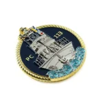 2506-3-3D Warship Logo Double Sided Enameled Metal Navy Coins