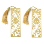 3006-1-Rectangular Brass Openwork Unique Bookmark with Tassel