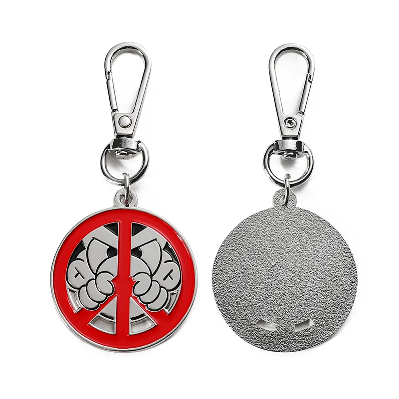 2211-2-Circular Cartoon Enamel Silver Keychain 2211-2-Circular Cartoon Enamel Silver Keychain