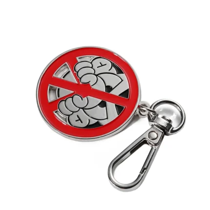 2211-4-Circular Cartoon Enamel Silver Keychain