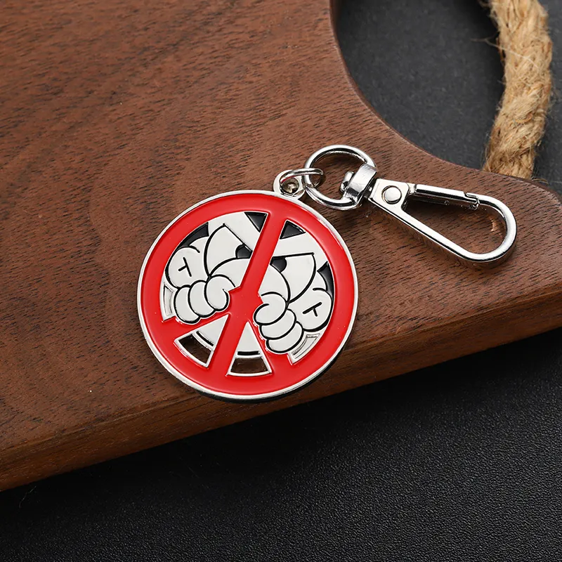 2211-7-Circular Cartoon Enamel Silver Keychain