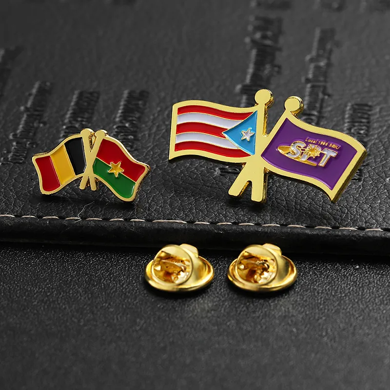 1645-5-Belgian and Burkina Faso flag combination pin