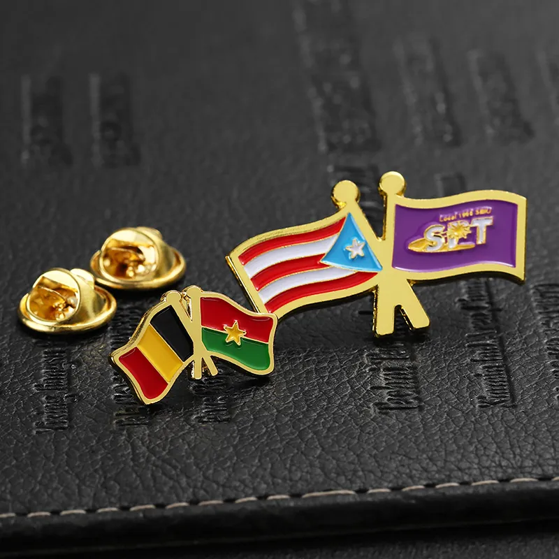 1645-8-Belgian and Burkina Faso flag combination pin