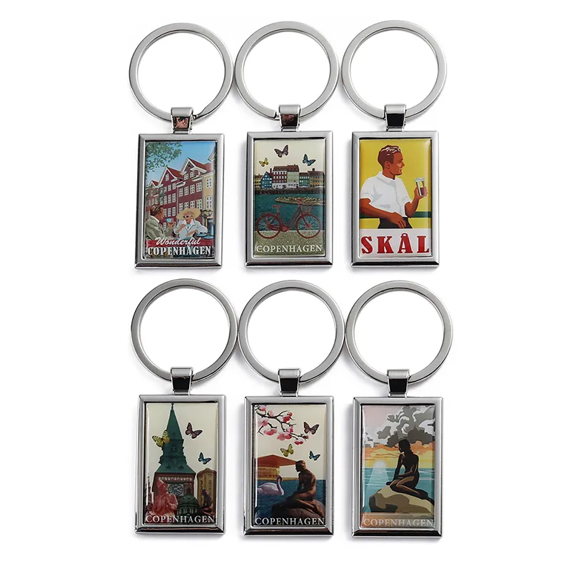 2426-1-Rectangular Copenhagen City Landscape Epoxy Resin Keychain 2426-1-Rectangular Copenhagen City Landscape Epoxy Resin Keychain