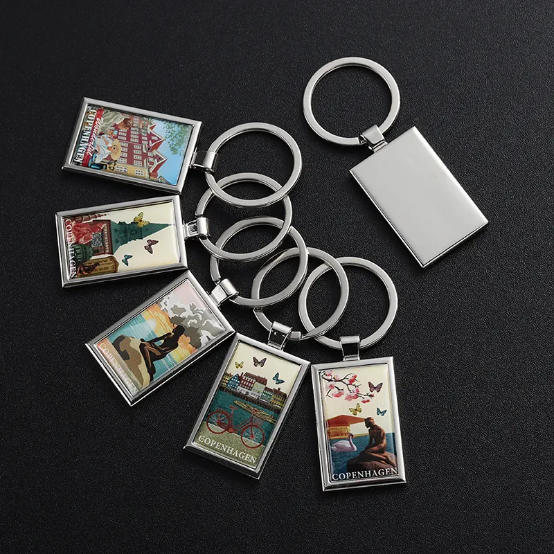 2426-8-Rectangular Copenhagen City Landscape Epoxy Resin Keychain