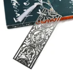 3010-4-Hollow pattern corroded silver brushed ruler bookmark