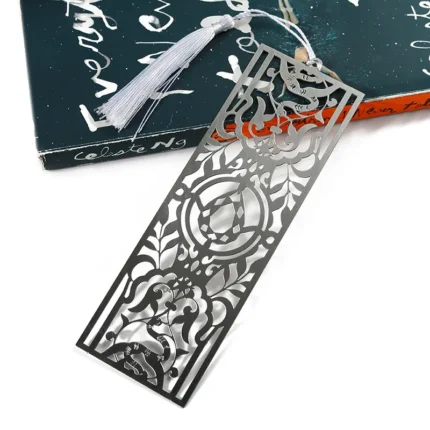3010-4-Hollow pattern corroded silver brushed ruler bookmark