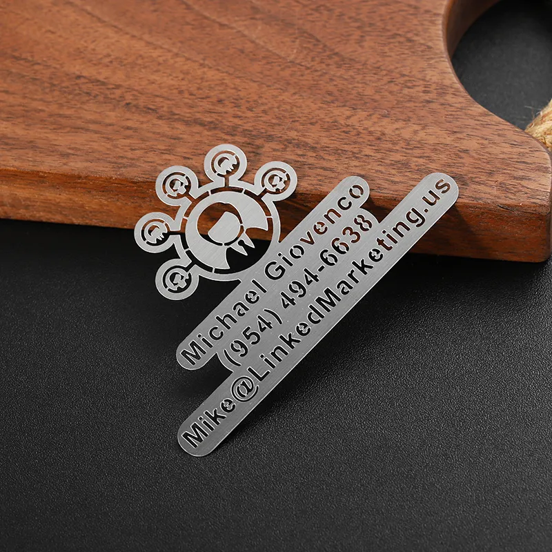 3051-6-Alien avatar contact information brushed stainless steel bo