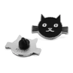 1703-2-Black cartoon kitten soft enamel alien badge