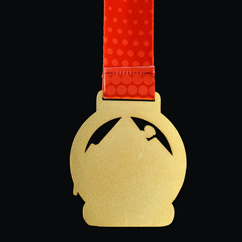 1163-6-Imitation Gold Red Paint Bicycle Running Medal