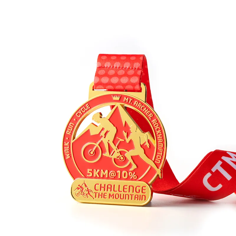 1163-7-Imitation Gold Red Paint Bicycle Running Medal 1163-7-Imitation Gold Red Paint Bicycle Running Medal