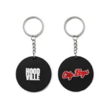2453-1-Black circular custom logo PVC keychain