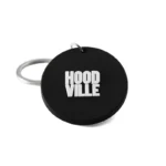 2453-3-Black circular custom logo PVC keychain