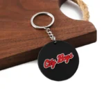 2453-4-Black circular custom logo PVC keychain