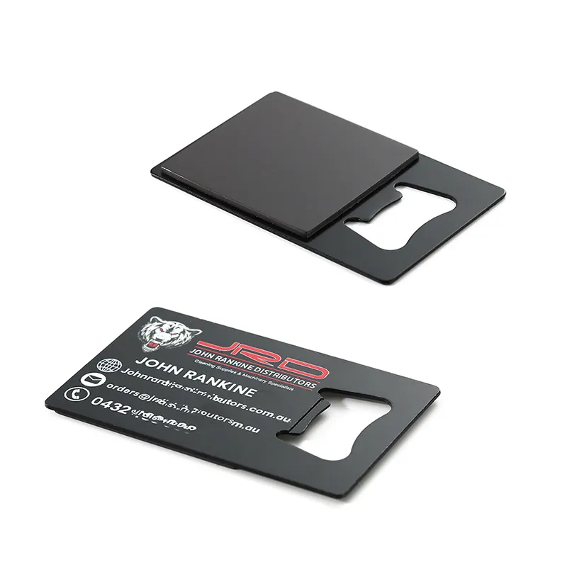 3442-3-Black color spray magnet card stainless steel bottle opener
