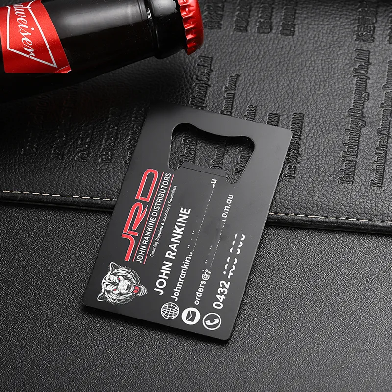 3442-6-Black color spray magnet card stainless steel bottle opener