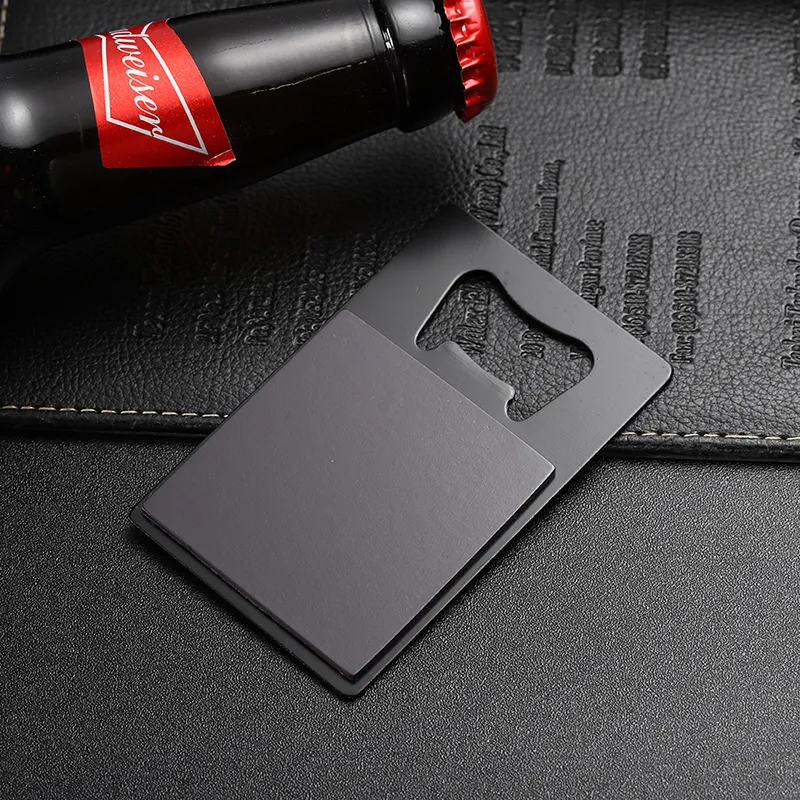 3442-7-Black color spray magnet card stainless steel bottle opener