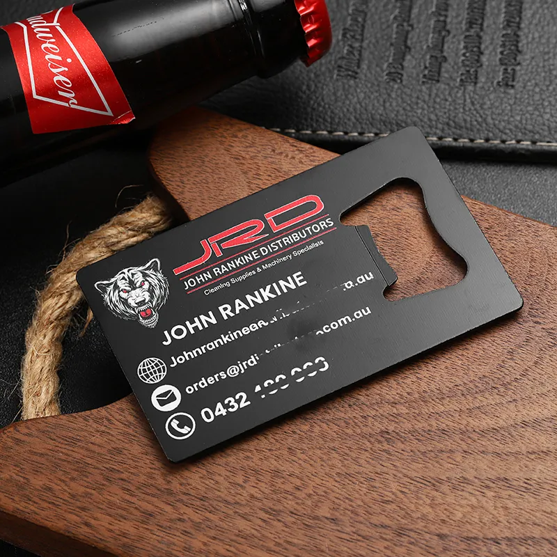 3442-8-Black color spray magnet card stainless steel bottle opener