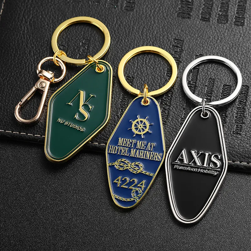 2338-5-Golden painted diamond hotel keychain