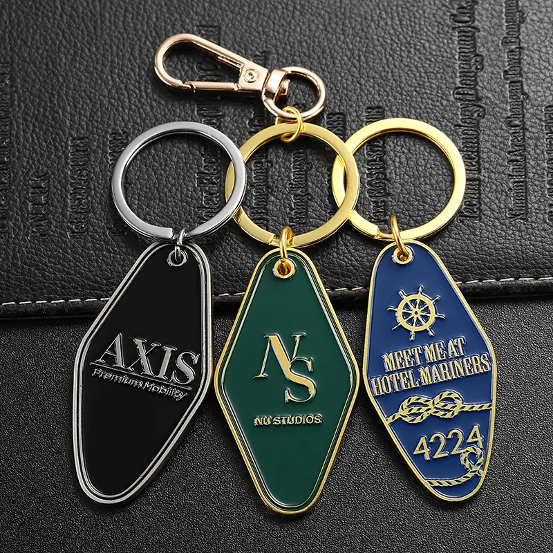 2338-7-Golden painted diamond hotel keychain