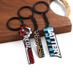 2373-2-Plating black multi-color baking paint name keychain