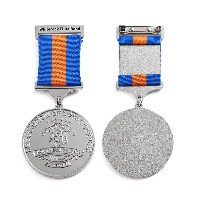 5801-2-Circular text plated with shiny nickel honor shoulder badge 5801-2-Circular text plated with shiny nickel honor shoulder badge