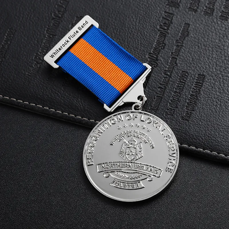 5801-6-Circular text plated with shiny nickel honor shoulder badge