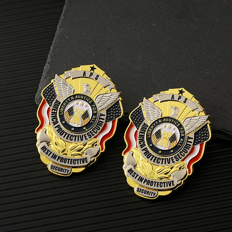 5851-1-Two tone electroplated soft enamel government badge