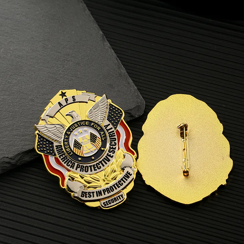 5851-3-Two tone electroplated soft enamel government badge