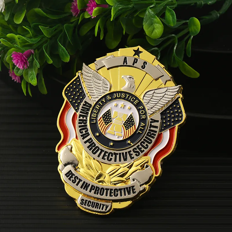 5851-4-Two tone electroplated soft enamel government badge