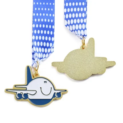 1348-3-Children cartoon airplane silhouette medal