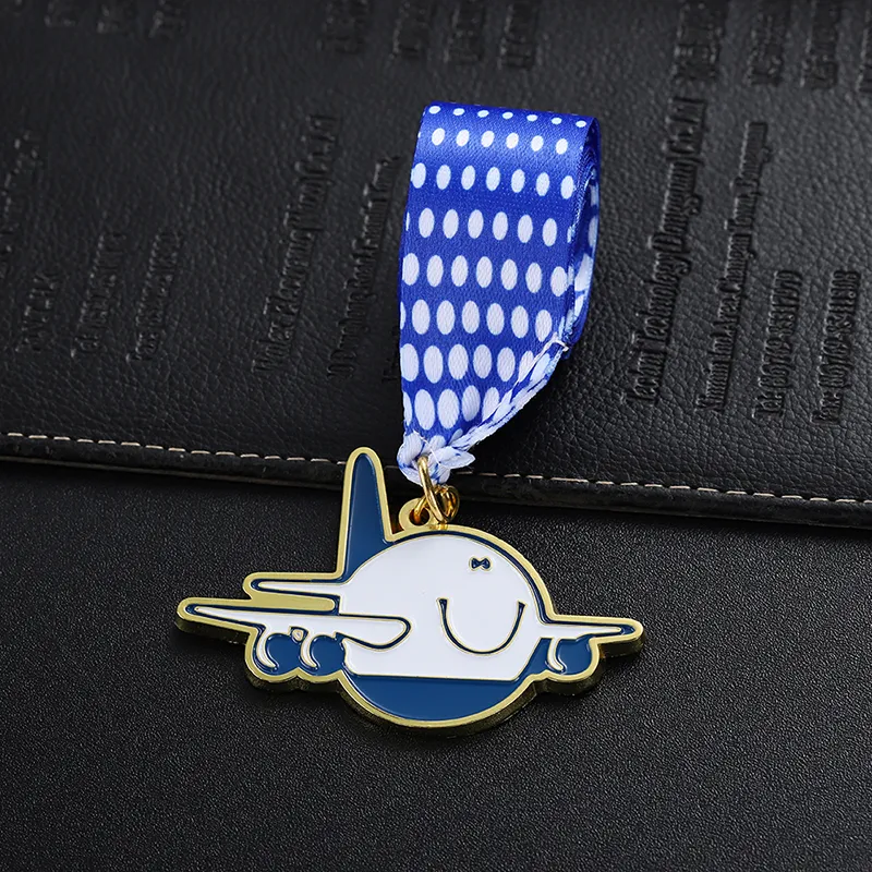 1348-5-Children cartoon airplane silhouette medal