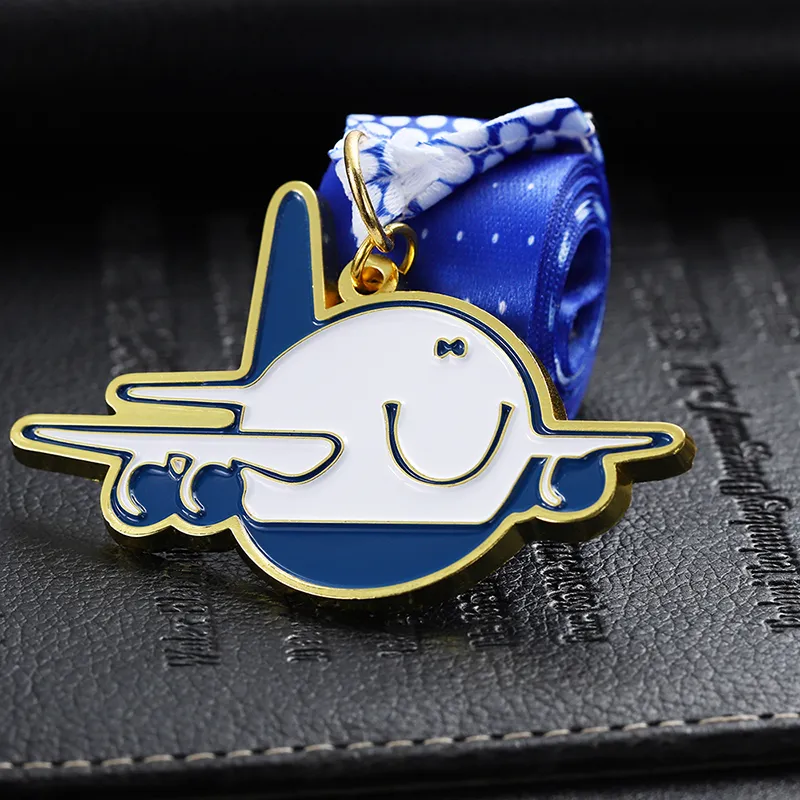 1348-7-Children cartoon airplane silhouette medal