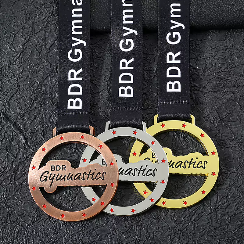 1429-5-Gymnastics hollow out concave baking paint gold, silver, bronze medal