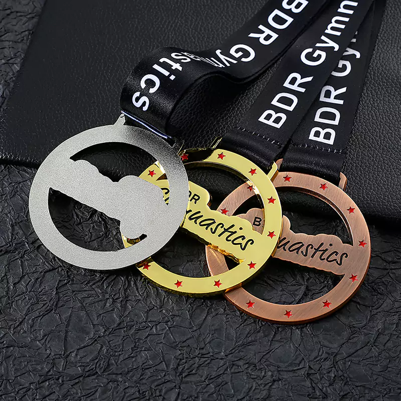 1429-7-Gymnastics hollow out concave baking paint gold, silver, bronze medal