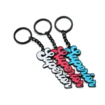 2323-4-Monochrome soft enamel letter keychain