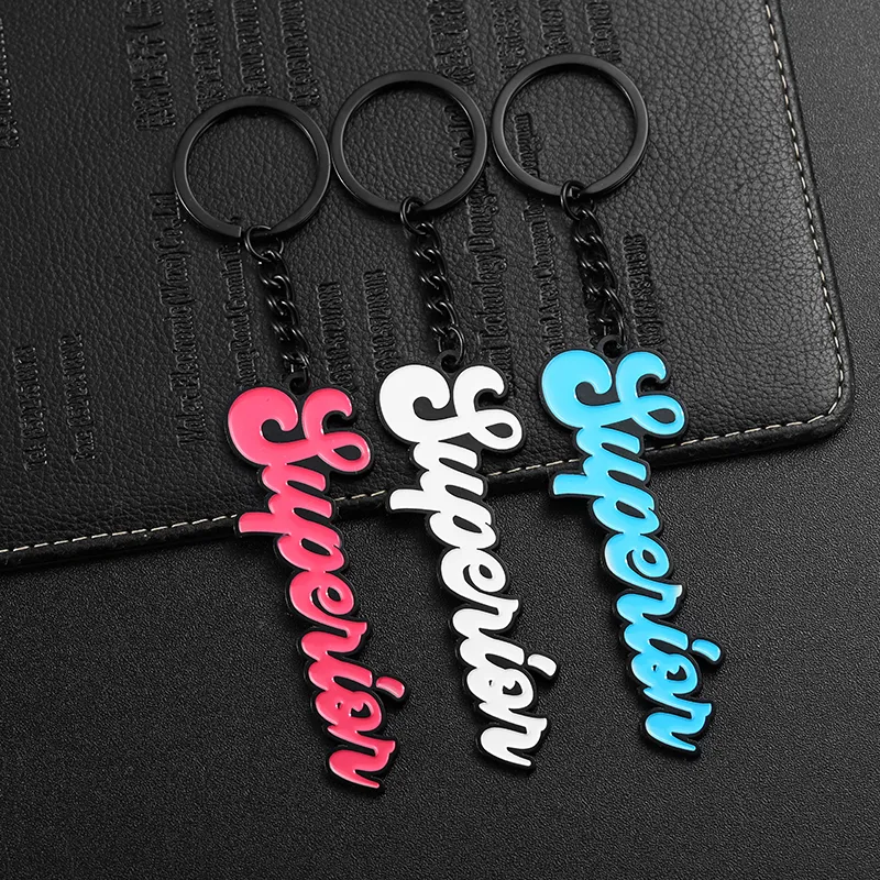 2323-5-Monochrome soft enamel letter keychain
