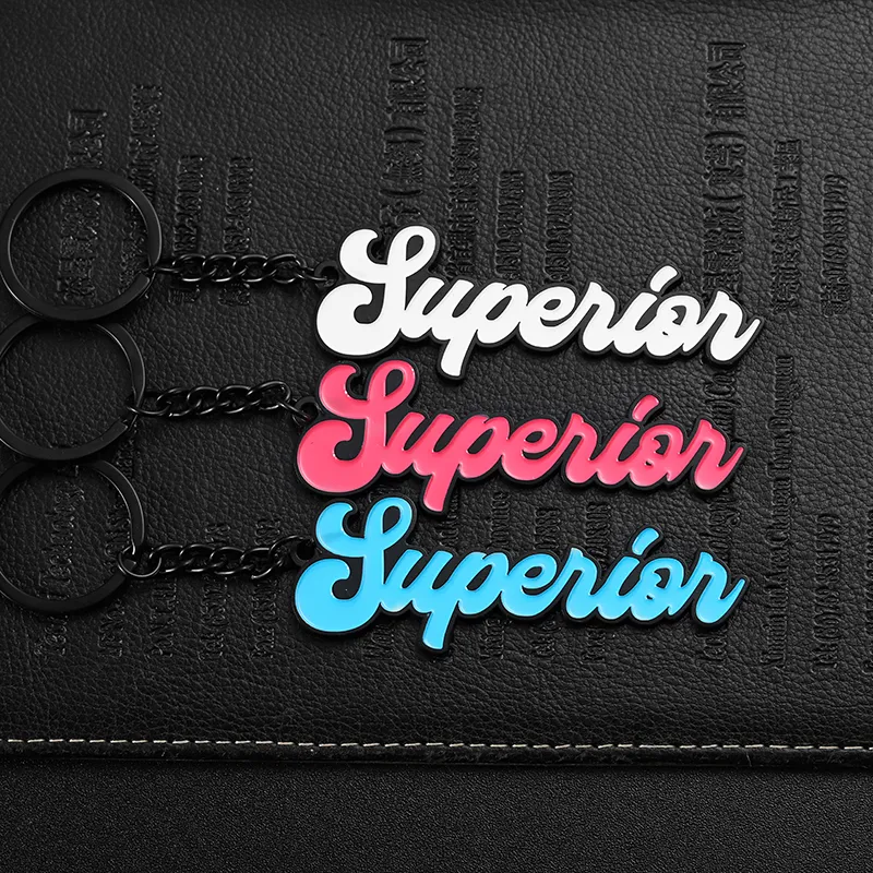 2323-6-Monochrome soft enamel letter keychain