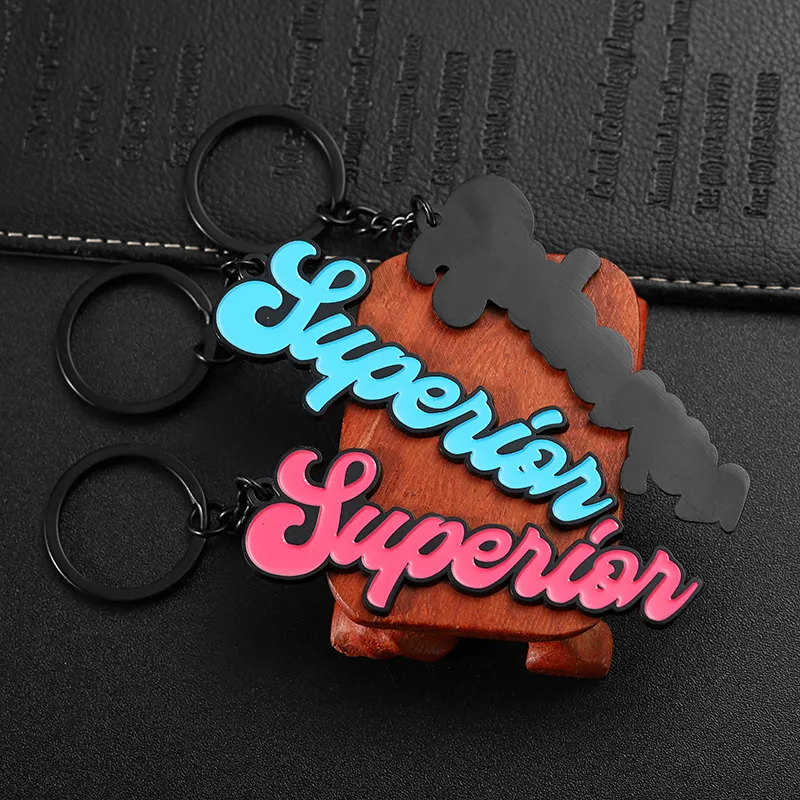 2323-7-Monochrome soft enamel letter keychain