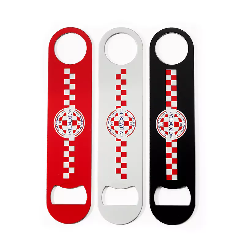 3402-1-Stainless steel color spray Croatian long strip three color bottle opener