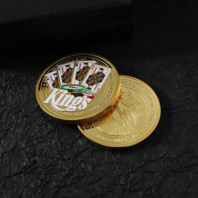 2519-6-Soft enamel spray-painted playing card commemorative coin