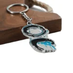 2336-3-Nickel plated blue dot painted irregular keychain